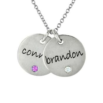 Picture of 2 Discs Name Necklace with Birthstone