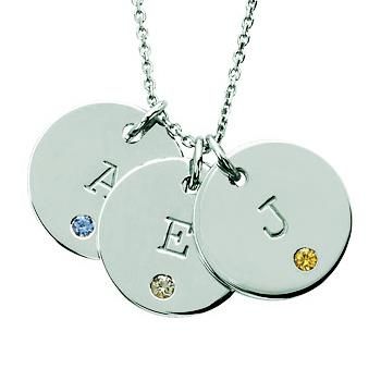 Picture of 3 Discs Initial Necklace with Birthstone