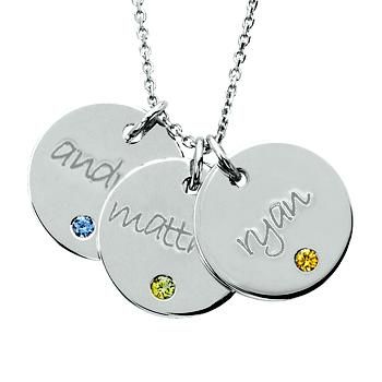 Picture of 3 Discs Name Necklace with Birthstone