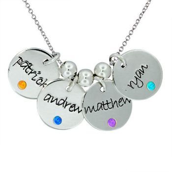 Picture of 4 Discs Name Necklace with Birthstone