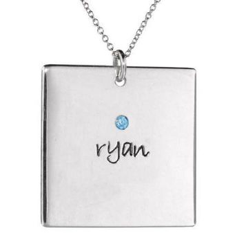 Picture of 1 Name Square Pendant with Stone