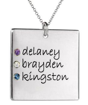 Picture of 3 Names Square Pendant with Stones