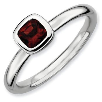 Picture of Silver Ring Cushion Cut Garnet stone