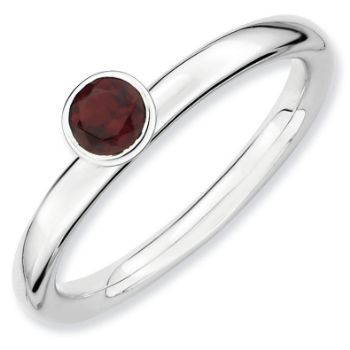 Picture of Silver Ring High Set 4mm Garnet stone