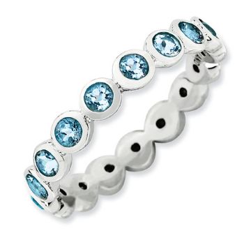 Picture of Silver Ring Round Swarovski Aquamarine stones