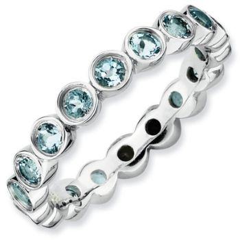 Picture of Silver Stackable Ring Aquamarine stones