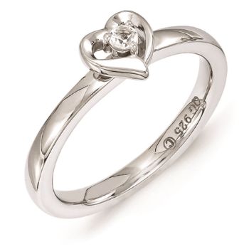 Picture of Silver Heart Ring White Topaz stone