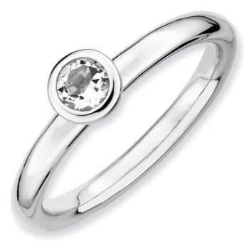 Picture of Silver Ring 4 mm Low High Set White Topaz stone