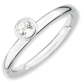Picture of Silver Ring 4 mm High Set White Topaz stone