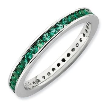 Picture of Silver Ring Created Emerald stones