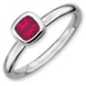 Picture of Silver Ring 1 Cushion-Cut Created Ruby Stone