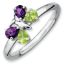 Picture of Silver Butterfly Ring, Peridot & Amethyst Stones