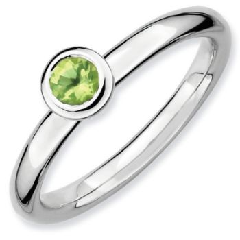 Picture of Silver Ring Low Set 4 mm Round Peridot Stone