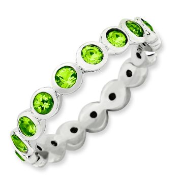 Picture of Silver Stackable Ring Round Swarovski Peridot Stone