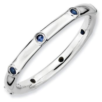 Picture of Silver Stackable Ring Round Created Sapphire Stones