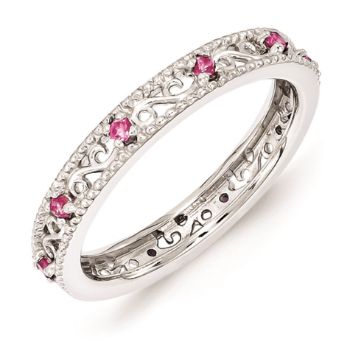 Picture of Silver Ring Created Pink Sapphire