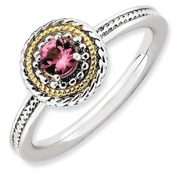 Picture of Silver Ring 1 Round shaped Pink Tourmaline stone