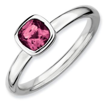 Picture of Silver Ring 1 Large Cushion Cut Pink Tourmaline stone