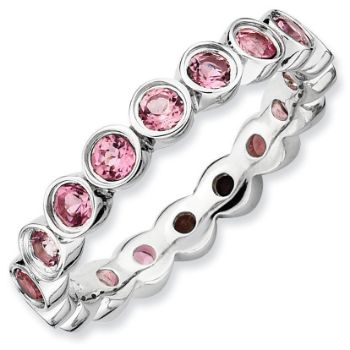 Picture of Silver Ring Pink Tourmaline Gemstones