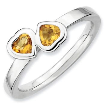 Picture of Sterling Silver Ring Citrine Double Heart