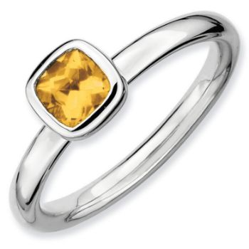 Picture of Sterling Silver Ring 1 Cushion Cut Citrine Stone