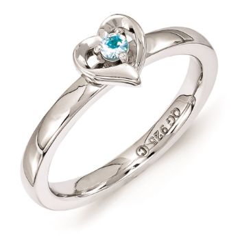 Picture of Silver Heart Ring Blue Topaz Birthstone
