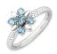 Picture of Sterling Silver Flower Ring Blue Topaz stones