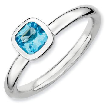Picture of Silver Ring 1 Cushion Cut Blue Topaz stone