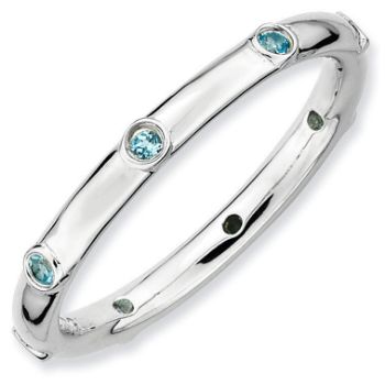 Picture of Silver Stackable Ring Band Blue Topaz stones