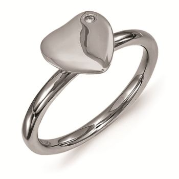 Picture of Sterling Silver Heart Ruthenium Plated Diamond Ring