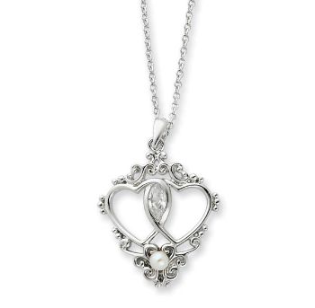 Picture of Two Hearts One Love Silver Pendant