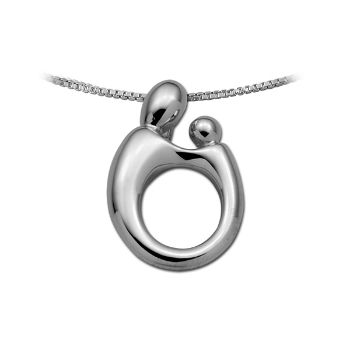 Picture of Large Mother Child Pendant 14K White Gold