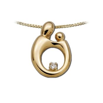 Picture of Large Mother Child Diamond Pendant 14K Yellow Gold