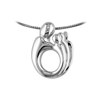 Picture of Mother & Three Children Pendant 14K White Gold
