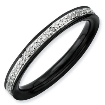 Picture of Silver Ring Black Ruthenium Plated with Diamonds