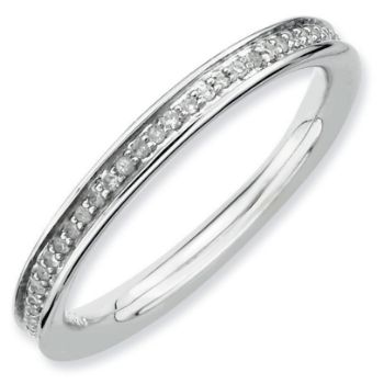 Picture of Silver Stackable Ring Rhodium-plated with Diamonds