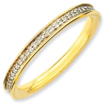 Picture of 18K Yellow Gold-Plated Silver Ring with Diamonds
