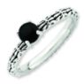 Picture of Silver Natural Black Agate Stone Antiqued Ring
