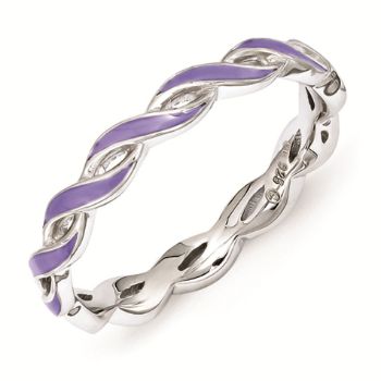 Picture of Sterling Silver Stackable Ring Purple Enamel