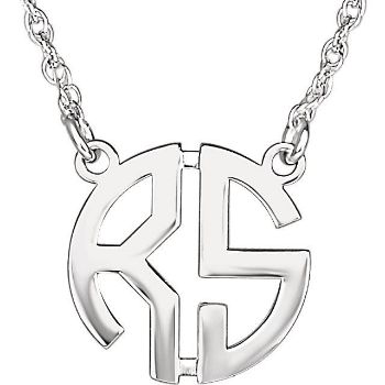 Picture of Small 15 mm 2-Letter Block Monogram Necklace