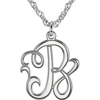 Picture of Small 15 mm 1-Letter Script Monogram Necklace