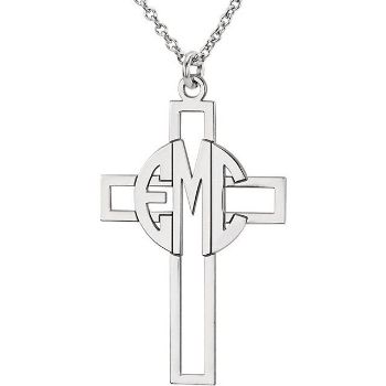 Picture of Cross 29 x 19 mm 3-Letter Block Monogram Necklace