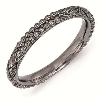 Picture of Sterling Silver Ruthenium Plated Stackable Patterned Ring
