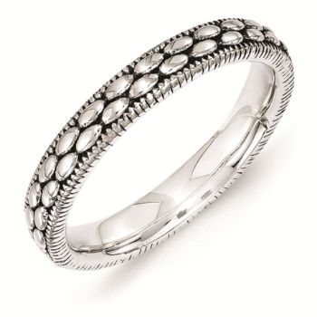 Picture of Silver Stackable Antiqued Patterned Ring