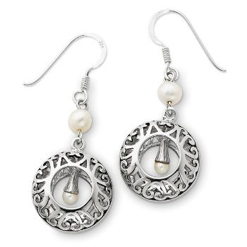 Picture of Pearls of Wisdom Silver Dangle Earrings