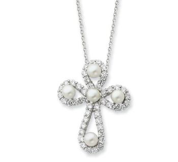 Picture of Pearls of Purity, Silver Cross Pendant