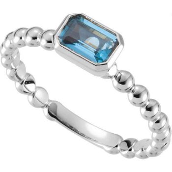 Picture of Silver 1 Emerald-Cut Stone Stackable Ring