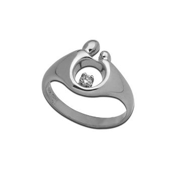 Picture of 14K White Gold Small Mother and Child Diamond Ring
