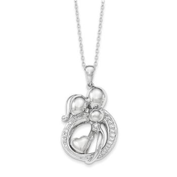 Picture of Parents and One Child Family Of Gathering Silver CZ Necklace