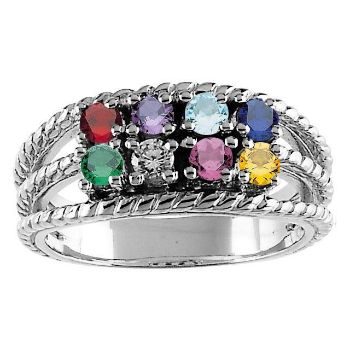 Picture of Silver 8 Round Stones Mother's Ring